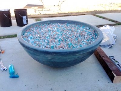 fire pit bowl with glass